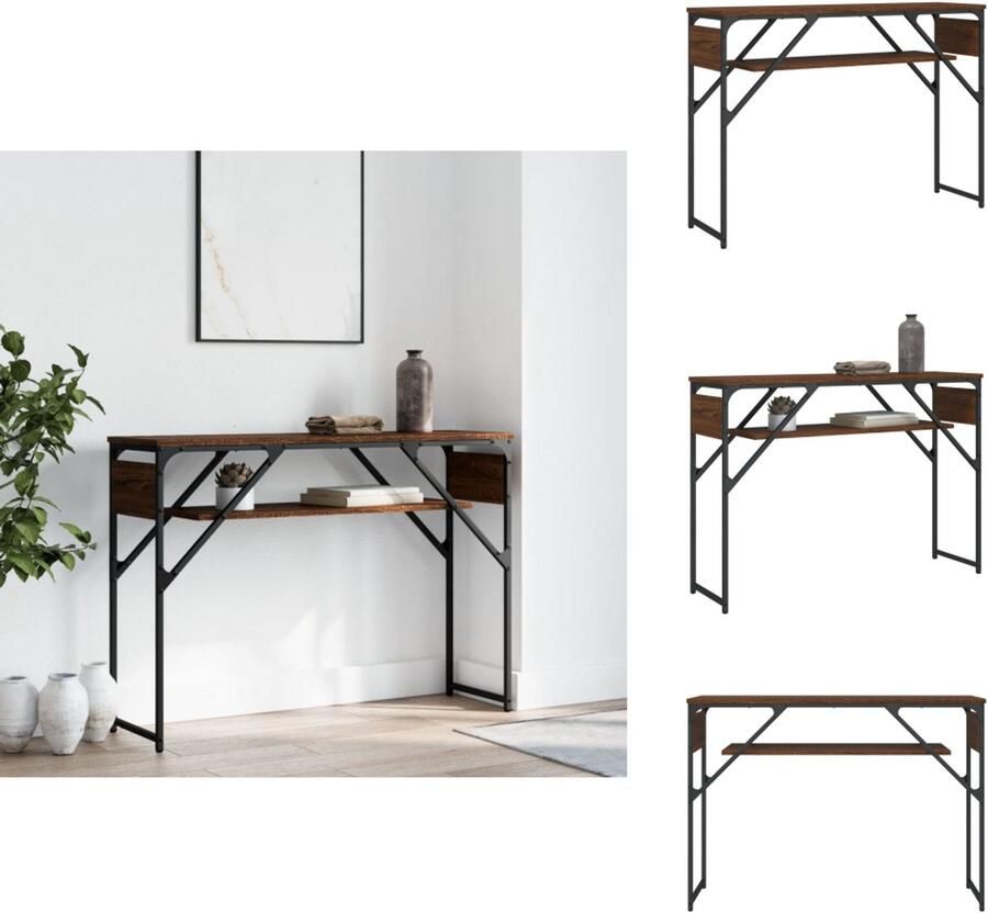 VidaXL Wandtafel Wandtafels Bijzettafel Console Tafel Wandtafel met schap 105x30x75 cm bewerkt hout bruin eikenkleur