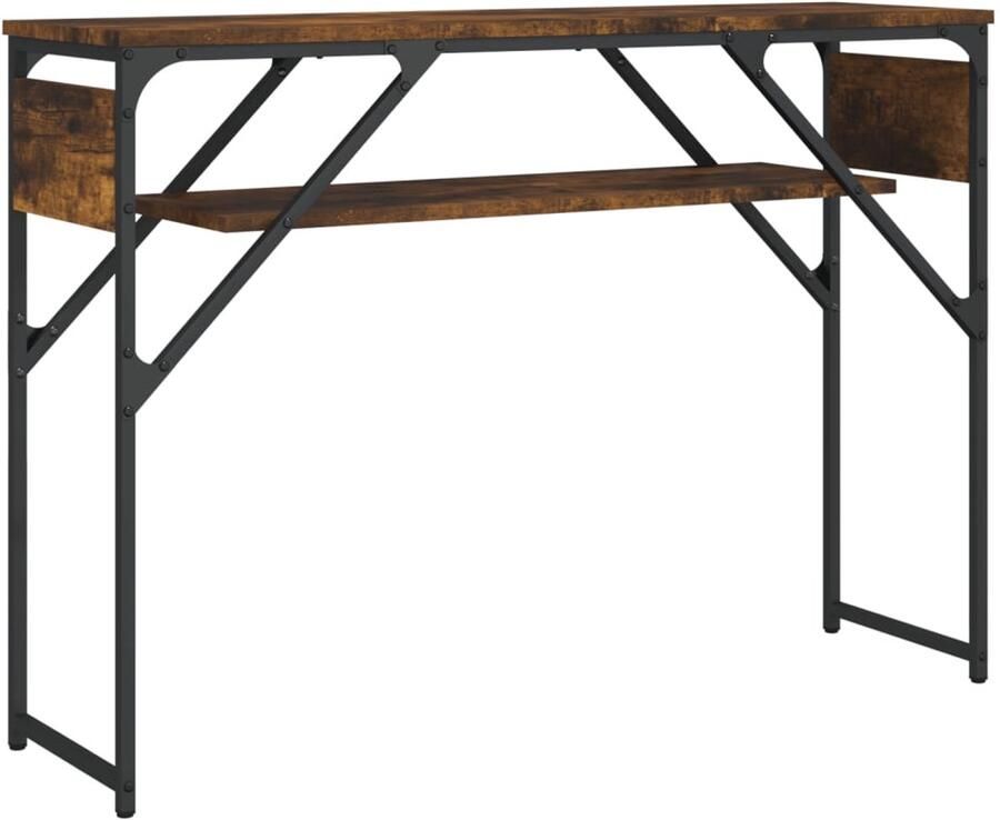 VidaXL Wandtafel Wandtafels Bijzettafel Console Tafel Wandtafel met schap 105x30x75 cm bewerkt hout gerookt eiken