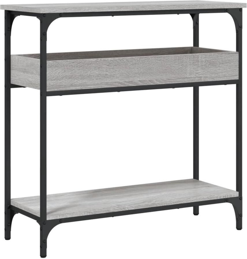 VidaXL Wandtafel Wandtafels Bijzettafel Console Tafel Wandtafel met schap 75x29x75 cm bewerkt hout grijs sonoma eiken