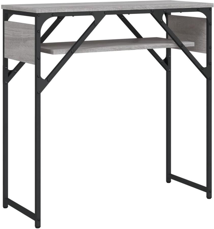 VidaXL Wandtafel met schap 75x30x75 cm bewerkt hout grijs sonoma Wandtafel Wandtafels Bijzettafel Console Tafel