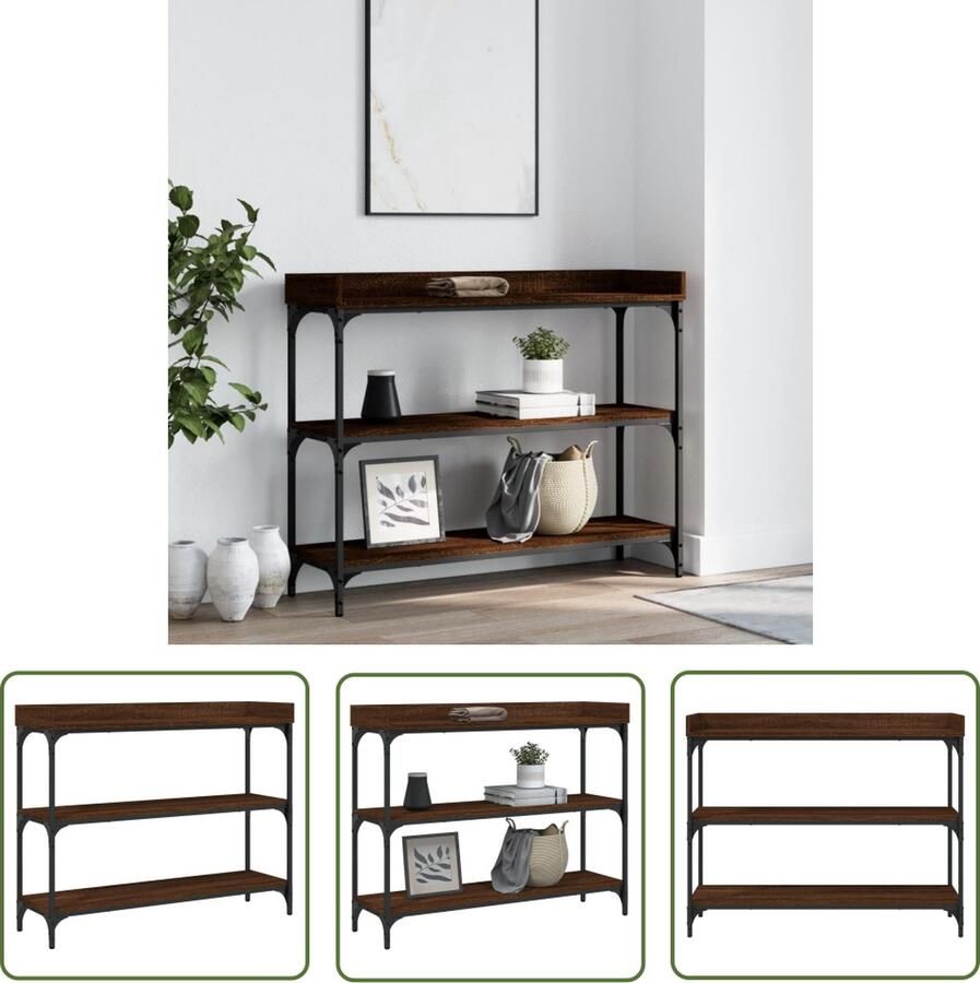 VidaXL Wandtafel met schappen 100x30x80 cm bruin eikenkleur Wandtafel Bruine Eiken Kleur Houten Wandtafel Vintage Wandtafel Salontafel