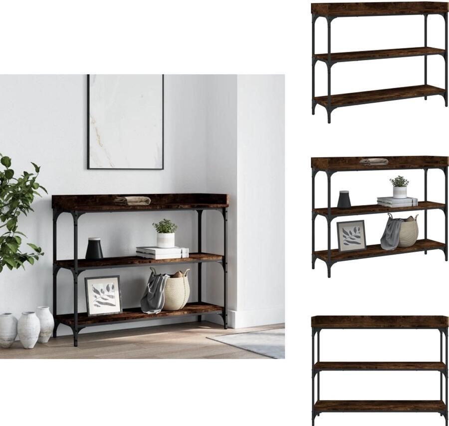 VidaXL Wandtafel Wandtafels Bijzettafel Console Tafel Wandtafel met schappen 100x30x80 cm gerookt eikenkleurig