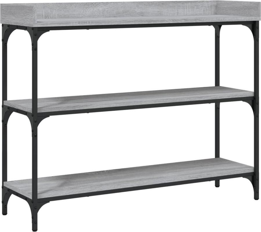 VidaXL Wandtafel Wandtafels Bijzettafel Console Tafel Wandtafel met schappen 100x30x80 cm grijs sonoma eikenkleurig
