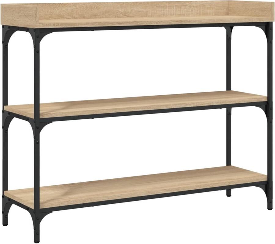 VidaXL Wandtafel Wandtafels Bijzettafel Console Tafel Wandtafel met schappen 100x30x80 cm sonoma eikenkleurig