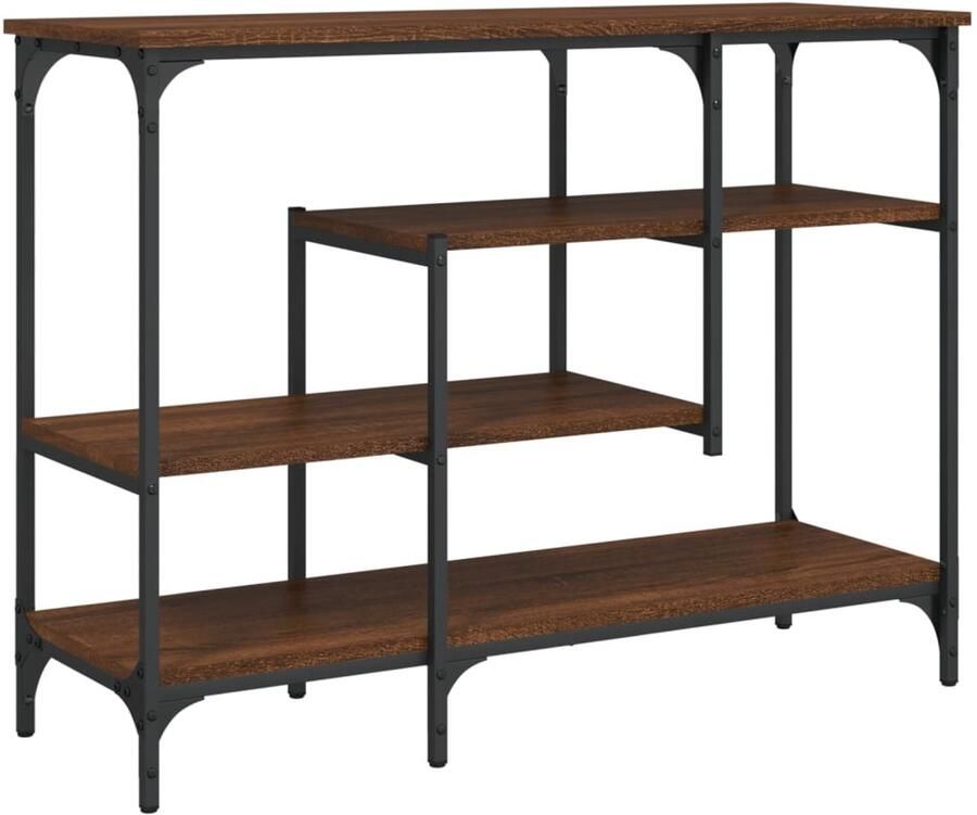 VidaXL Wandtafel met schappen 100x35x75 cm bruin eikenkleur Wandtafel Wandtafels Bijzettafel Console Tafel