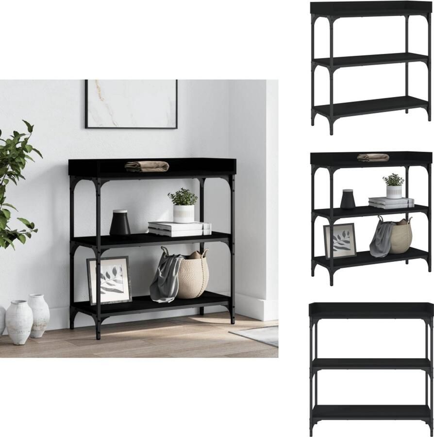 VidaXL Wandtafel Wandtafels Bijzettafel Console Tafel Wandtafel met schappen 75x30x80 cm zwart