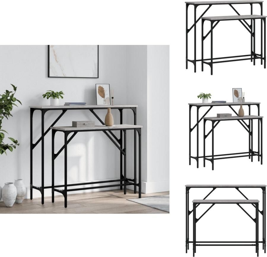 VidaXL Wandtafel Wandtafels Bijzettafel Console Tafel Wandtafels 2 st bewerkt hout grijs sonoma eikenkleurig