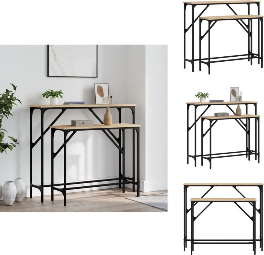 VidaXL Wandtafel Wandtafels Bijzettafel Console Tafel Wandtafels 2 st bewerkt hout sonoma eikenkleurig