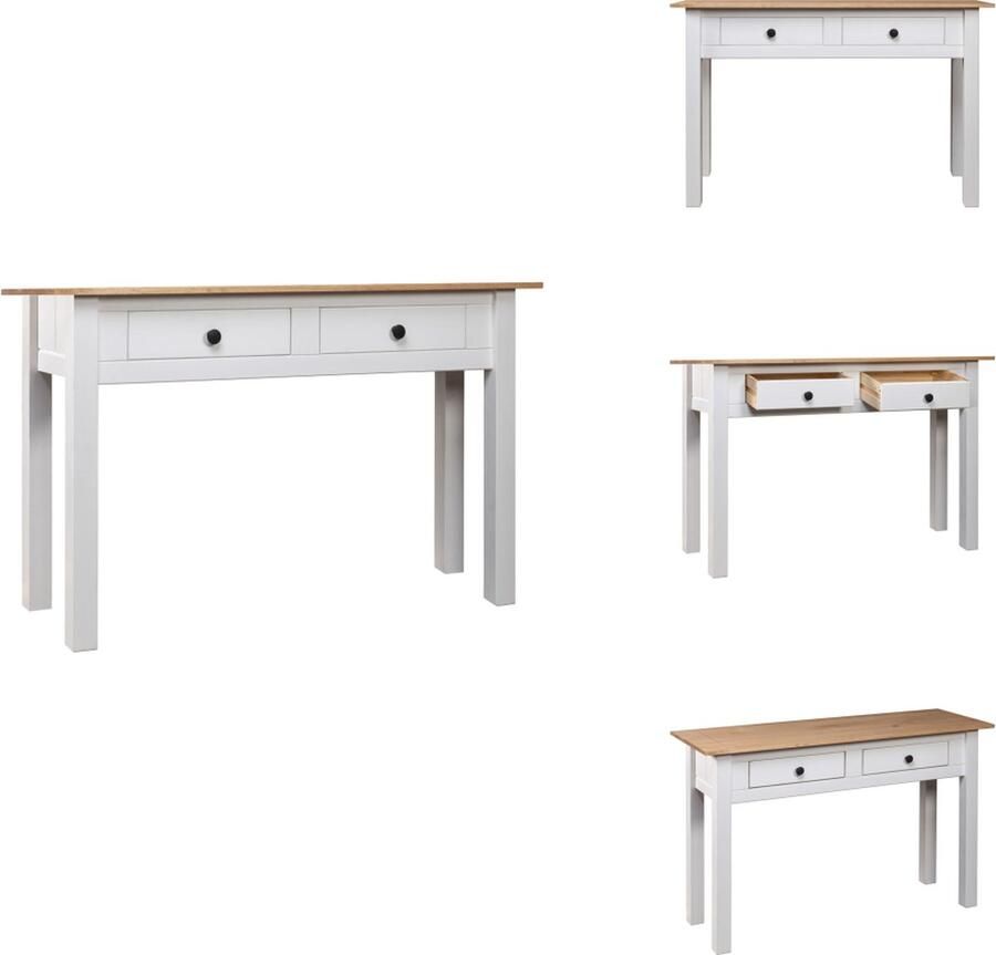 VidaXL Wandtafel Wandtafels Bijzettafel Eindtafel Wandtafel Panama Range 110x40x72 cm massief grenenhout wit