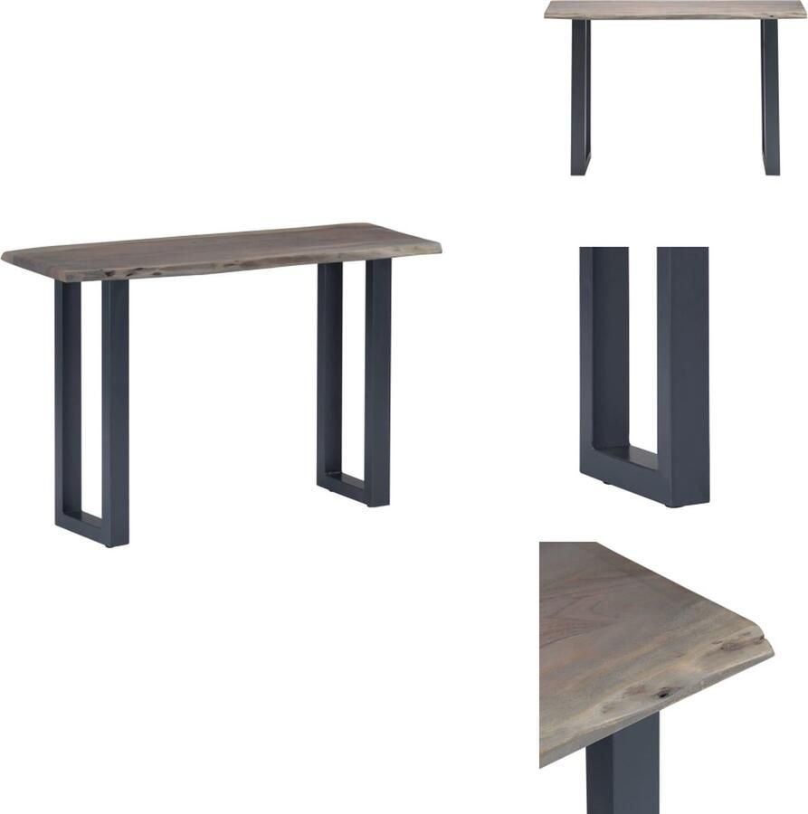VidaXL Wandtafel Wandtafels Consoletafel Consoletafels Wandtafel 115x35x76 cm massief acaciahout en ijzer grijs