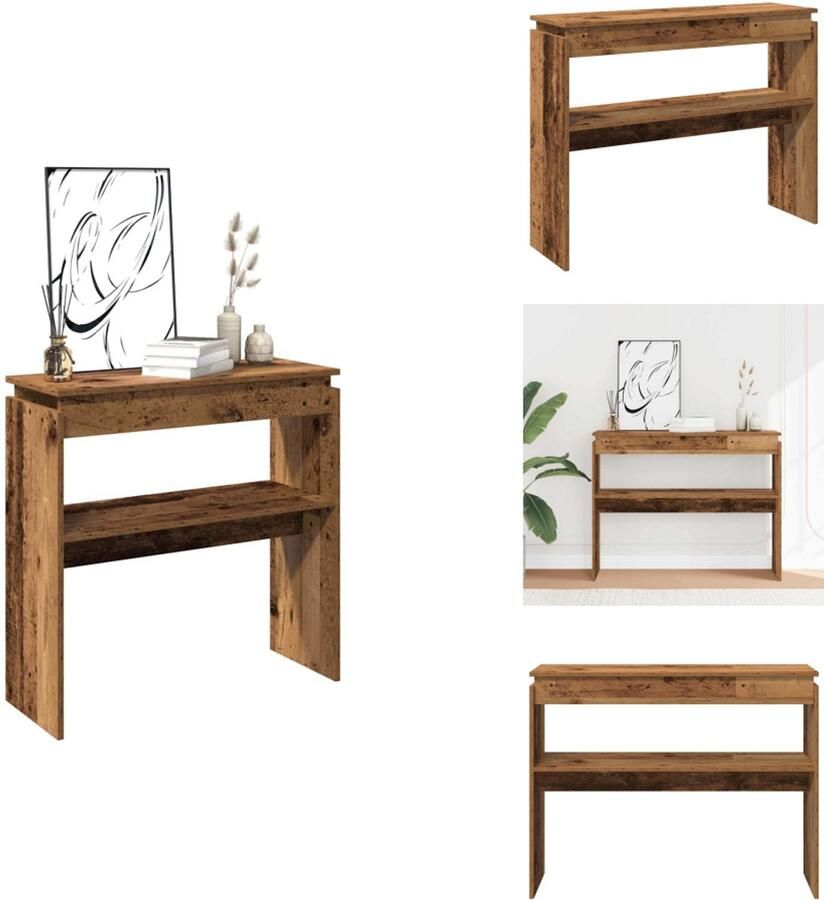 VidaXL Wandtafel Wandtafels Consoletafel Consoletafels Wandtafel 80x30x102 cm bewerkt hout oud houtkleurig