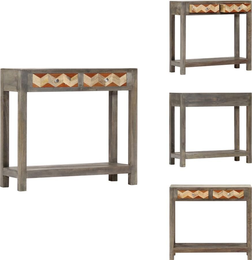 VidaXL Wandtafel Wandtafels Consoletafel Consoletafels Wandtafel 86x30x76 cm massief mangohout grijs