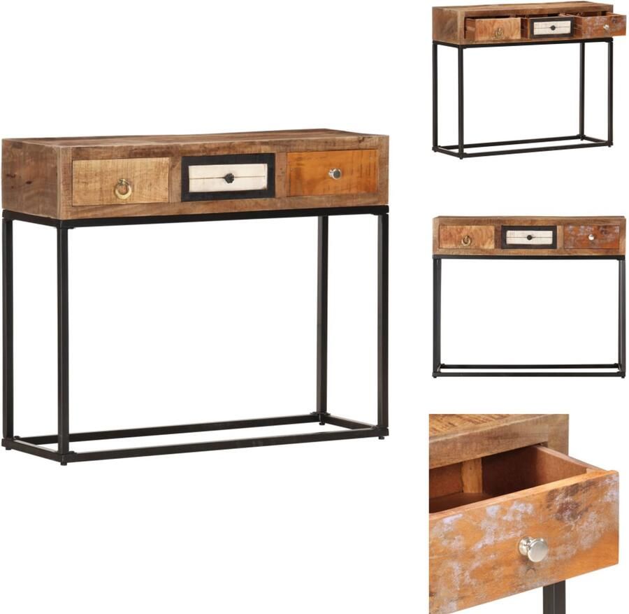 VidaXL Wandtafel Wandtafels Consoletafel Consoletafels Wandtafel 90x30x75 cm massief gerecycled hout goudkleurig