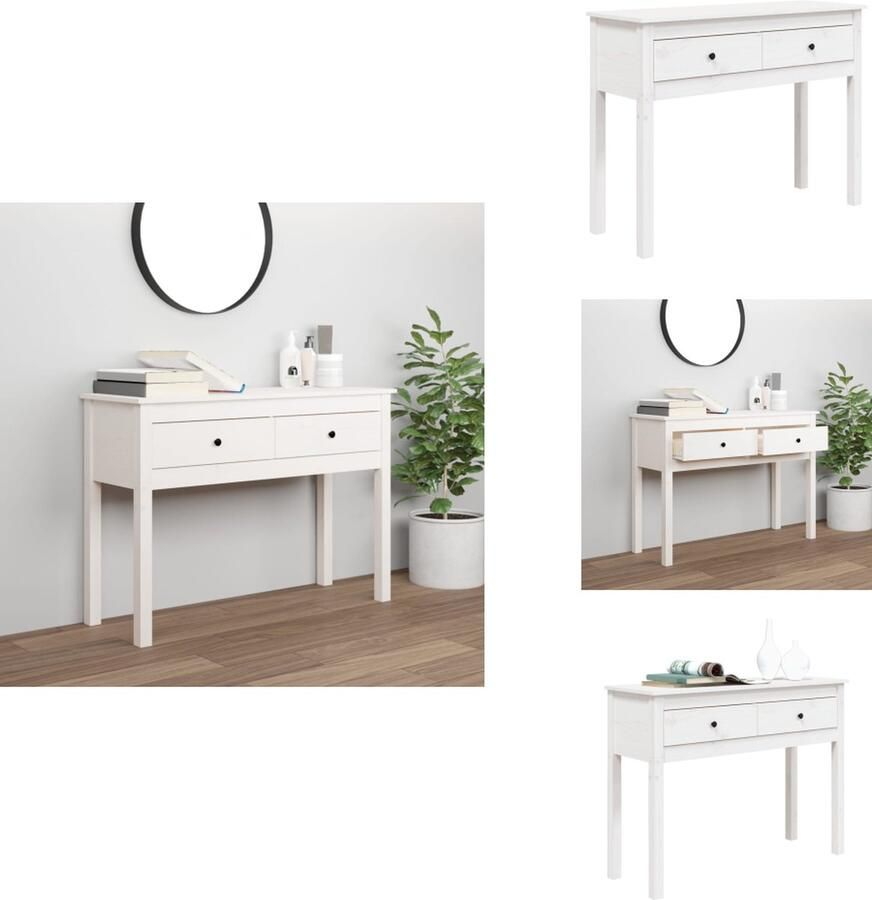 VidaXL Wandtafel Wandtafels Consoletafel Houten Wandtafel 100x35x75 cm massief grenenhout wit