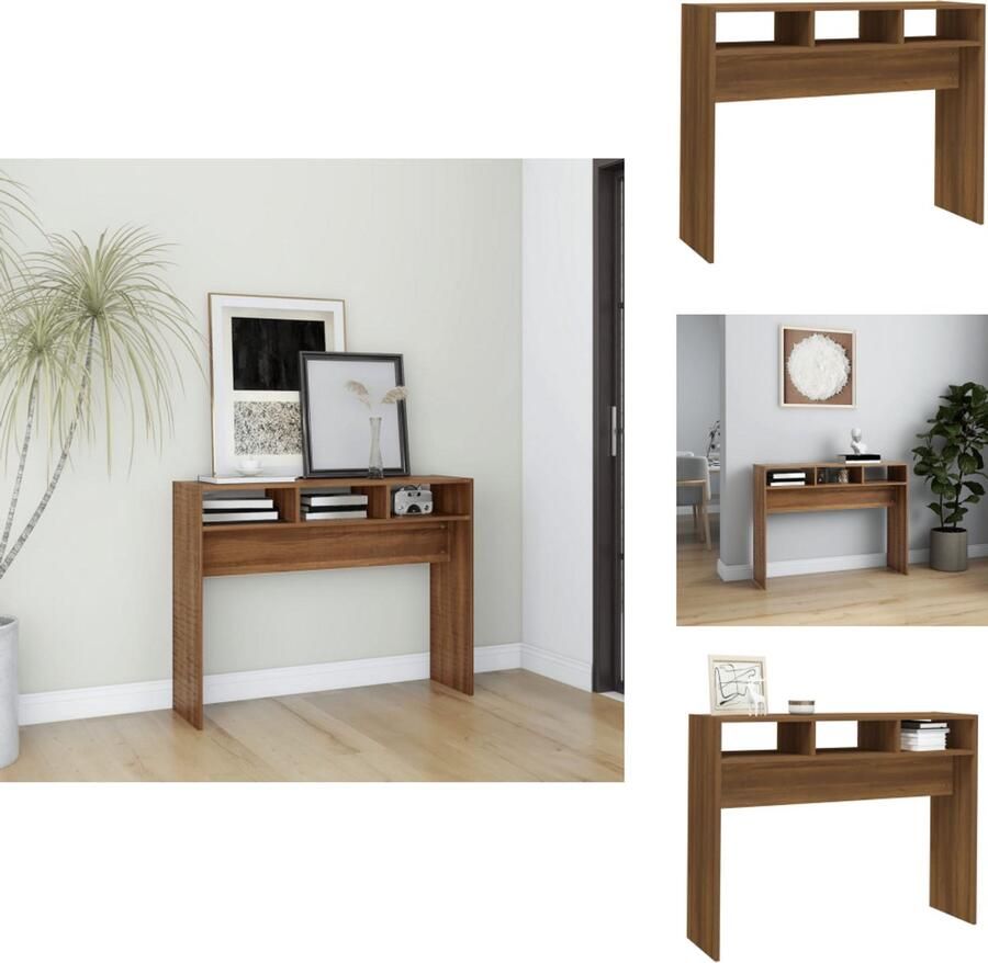 VidaXL Wandtafel Wandtafels Consoletafel Houten Wandtafel 105x30x80 cm bewerkt hout bruin eikenkleur