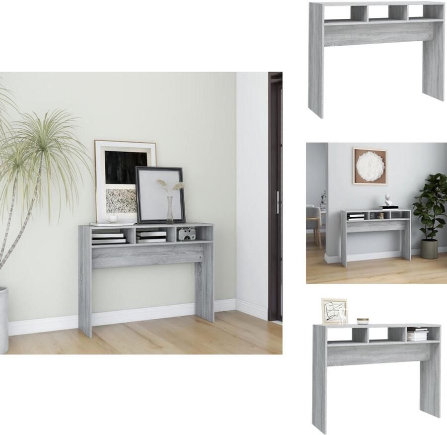 VidaXL Wandtafel Wandtafels Consoletafel Houten Wandtafel 105x30x80 cm bewerkt hout grijs sonoma eikenkleurig