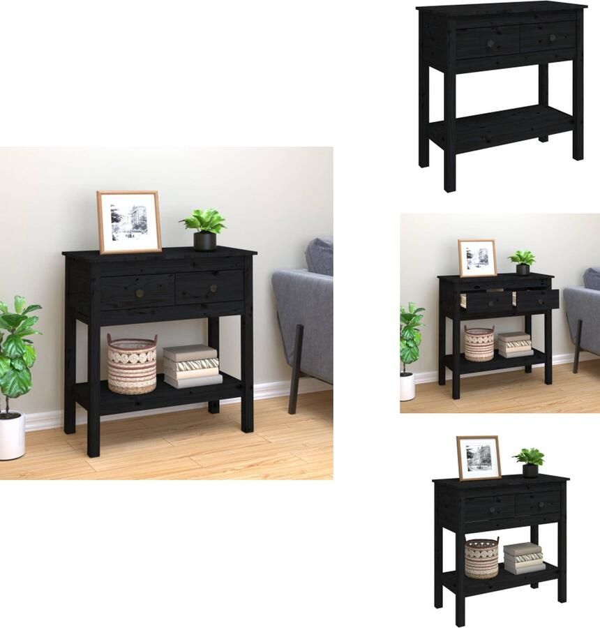 VidaXL Wandtafel Wandtafels Consoletafel Houten Wandtafel 75x35x75 cm massief grenenhout zwart