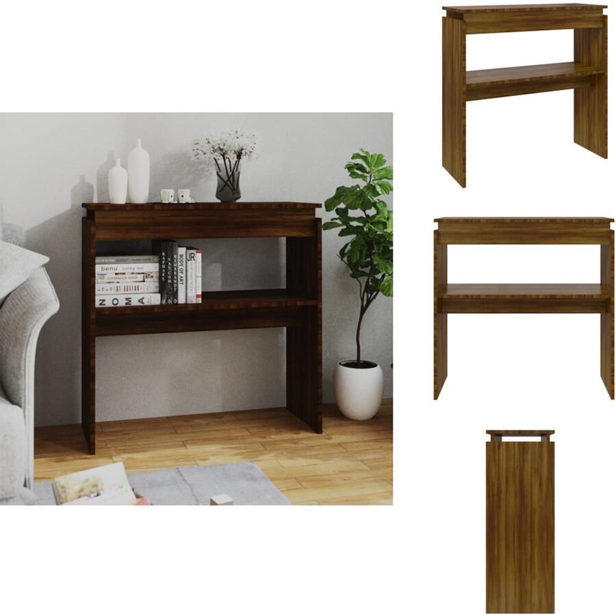 VidaXL Wandtafel Wandtafels Consoletafel Houten Wandtafel 80x30x80 cm bewerkt hout bruineikenkleurig
