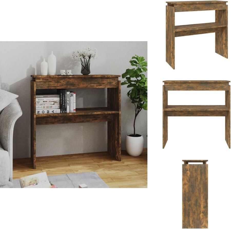 VidaXL Wandtafel Wandtafels Consoletafel Houten Wandtafel 80x30x80 cm bewerkt hout gerookt eikenkleurig