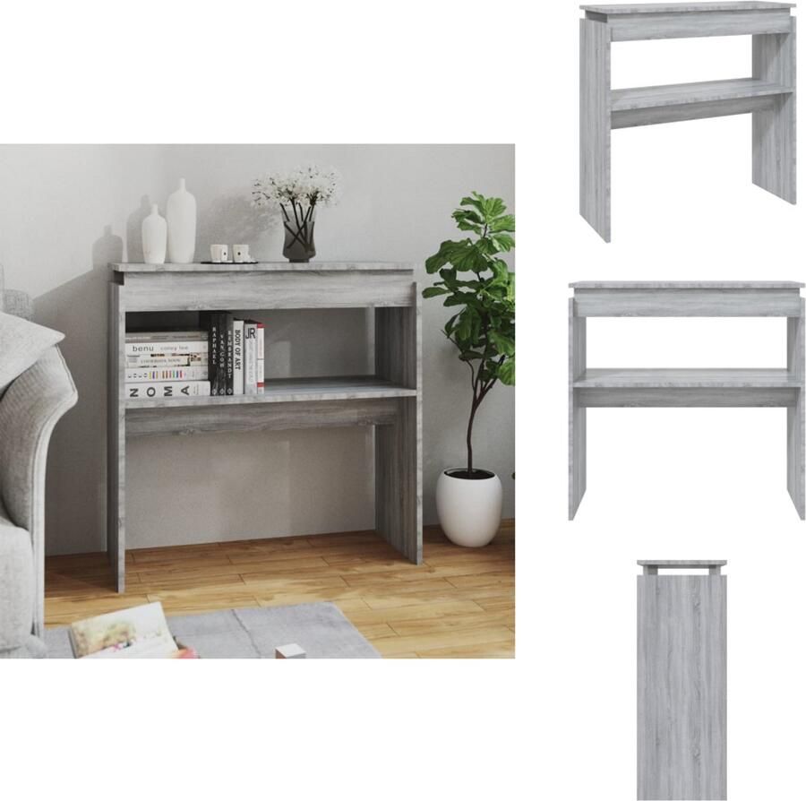 VidaXL Wandtafel Wandtafels Consoletafel Houten Wandtafel 80x30x80 cm bewerkt hout grijs sonoma eikenkleurig