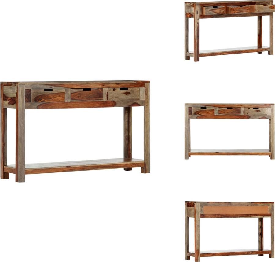 VidaXL Wandtafel Wandtafels Consoletafel Houten Wandtafel met 3 lades 120x30x75 cm massief sheeshamhout