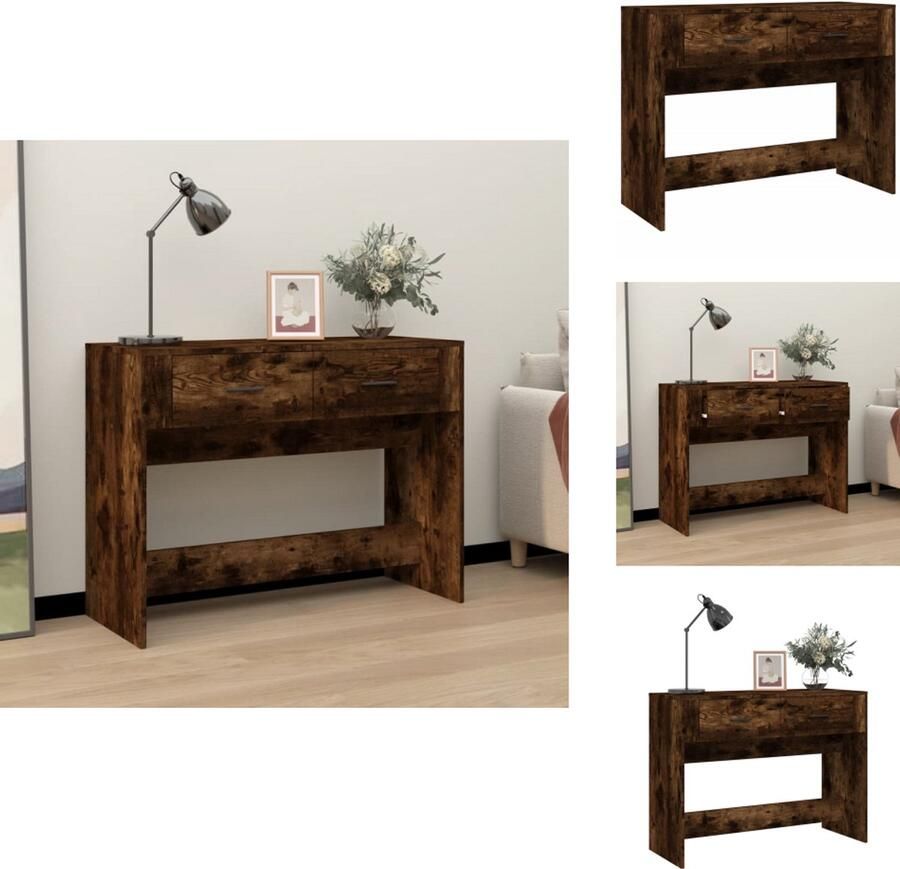 VidaXL Wandtafel Wandtafels Gangtafel Gangtafels Wandtafel 100x39x75 cm bewerkt hout gerookt eikenkleurig