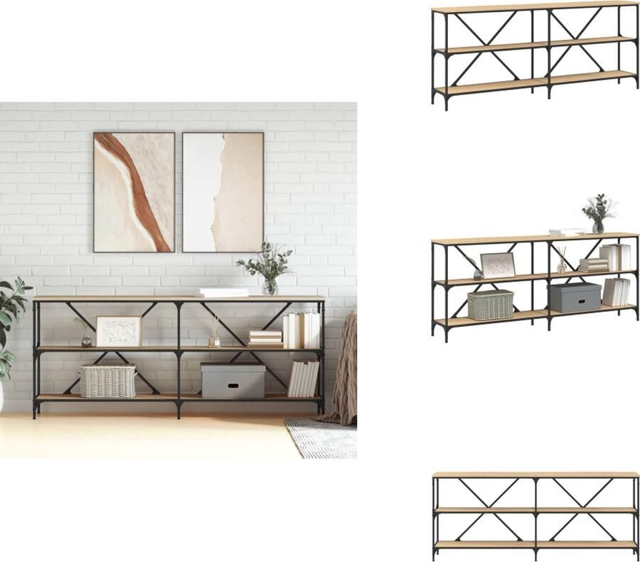 VidaXL Wandtafel Wandtafels Gangtafel Haltafel -Wandtafel-180x30x75-cm-bewerkt-hout-en-ijzer-sonoma-eikenkleur - Foto 2