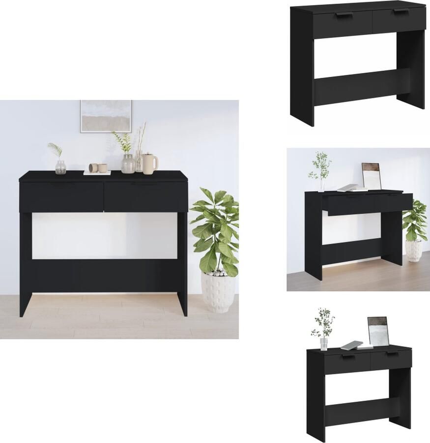 VidaXL Wandtafel Wandtafels Gangtafel Haltafel -Wandtafel-90x36x75-cm-bewerkt-hout-zwart - Foto 2