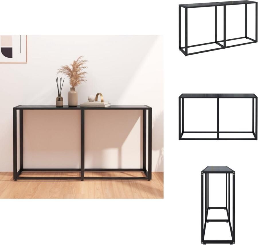 VidaXL Wandtafel Wandtafels Tafel Bijzettafel Wandtafel 140x35x75.5 cm gehard glas zwart