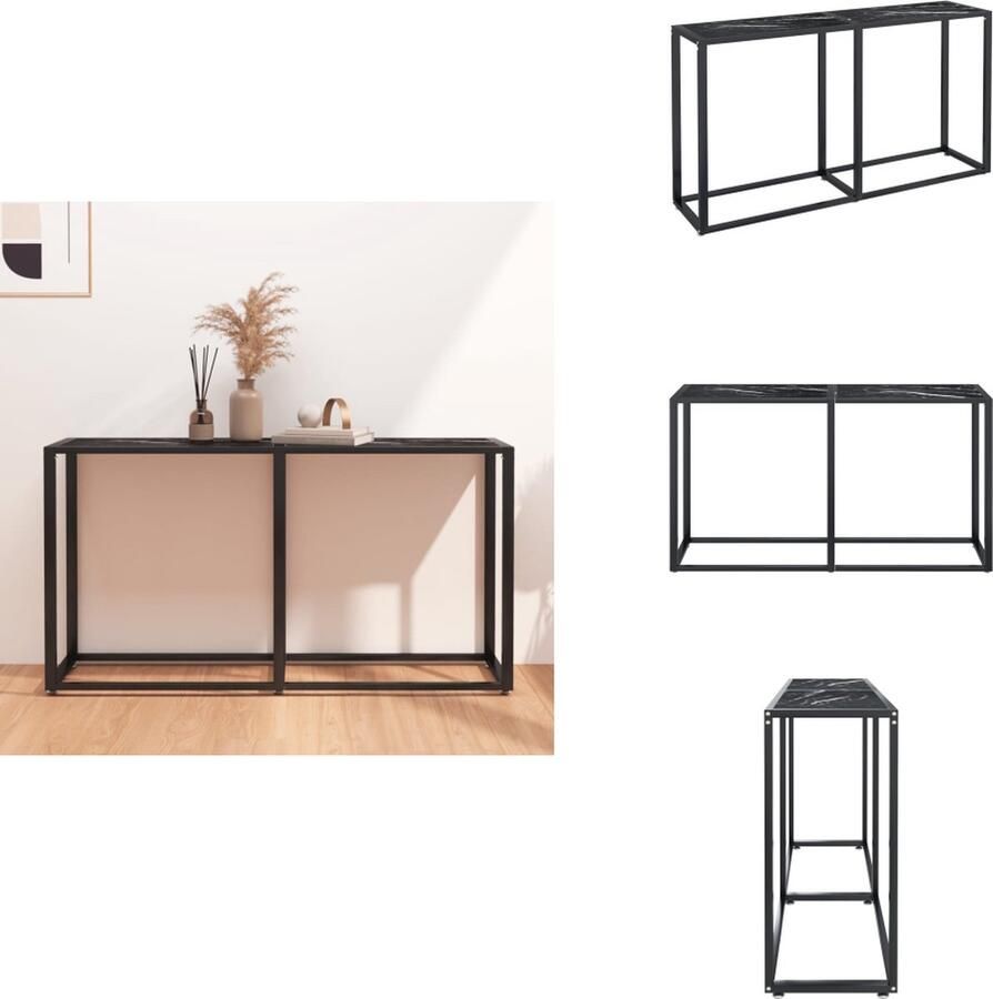 VidaXL Wandtafel Wandtafels Tafel Bijzettafel Wandtafel 140x35x75 5 cm gehard glas zwartmarmerkleurig - Foto 2