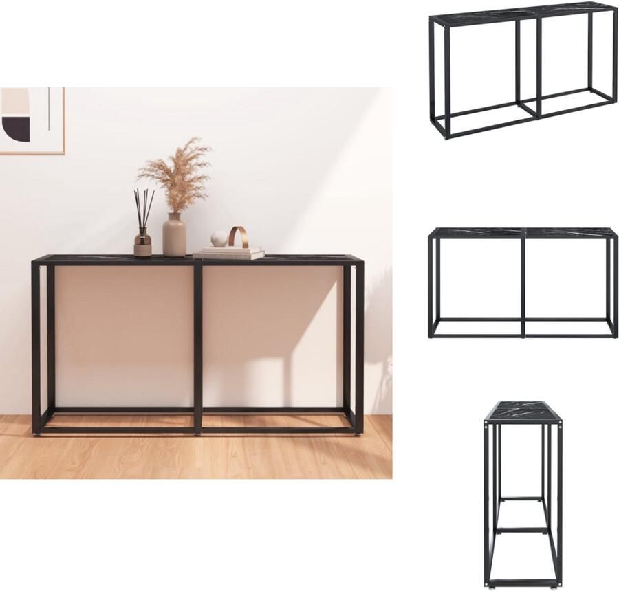 VidaXL Wandtafel Wandtafels Tafel Bijzettafel Wandtafel 140x35x75 5 cm gehard glas zwartmarmerkleurig