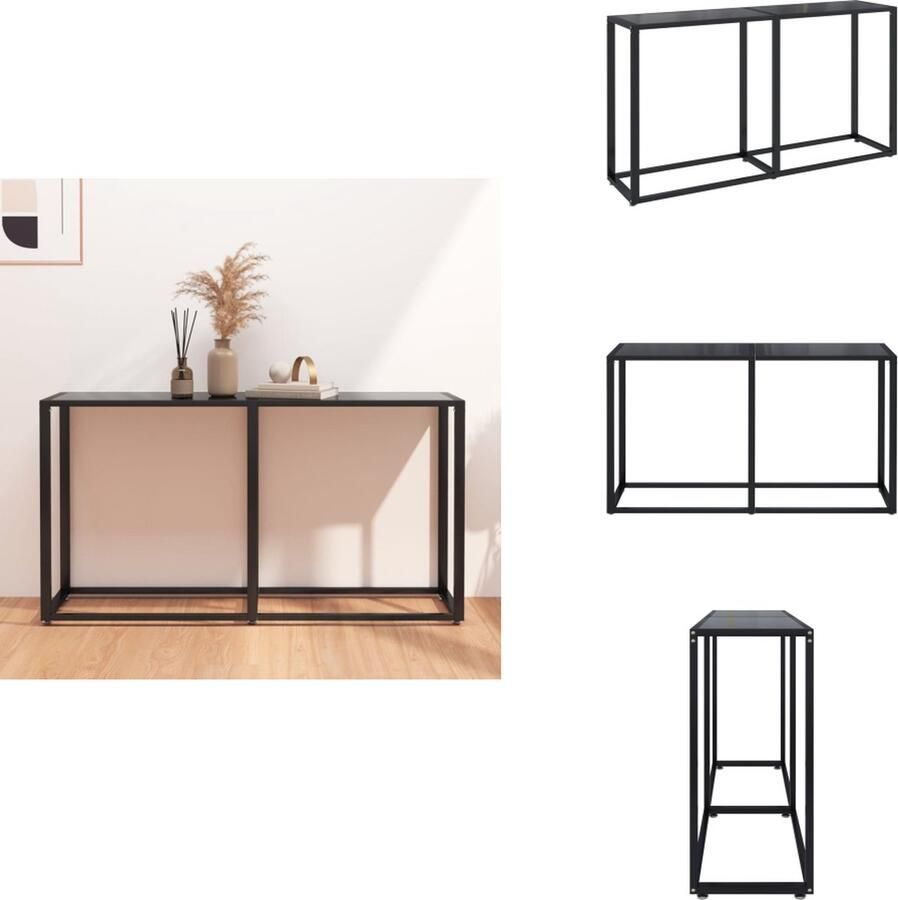 VidaXL Wandtafel Wandtafels Tafel Bijzettafel Wandtafel 140x35x75.5 cm gehard glas zwart - Foto 2
