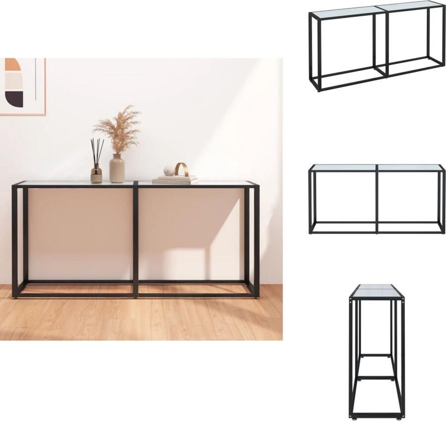 VidaXL Wandtafel Wandtafels Tafel Bijzettafel Wandtafel 160x35x75 5 cm gehard glas witmarmerkleurig