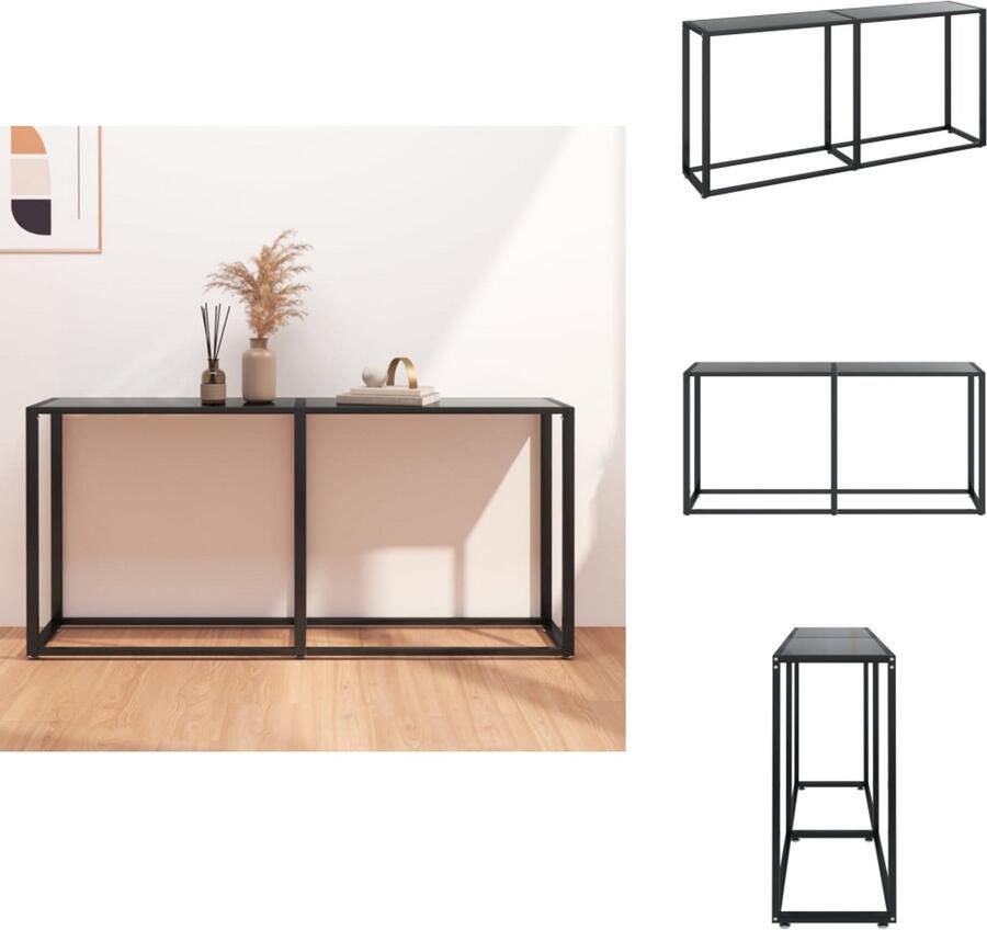 VidaXL Wandtafel Wandtafels Tafel Bijzettafel Wandtafel 160x35x75.5 cm gehard glas zwart
