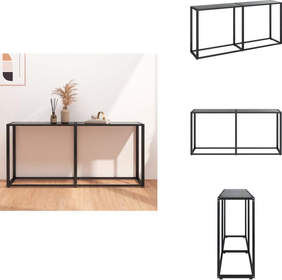 VidaXL Wandtafel Wandtafels Tafel Bijzettafel Wandtafel 160x35x75.5 cm gehard glas zwart - Foto 2