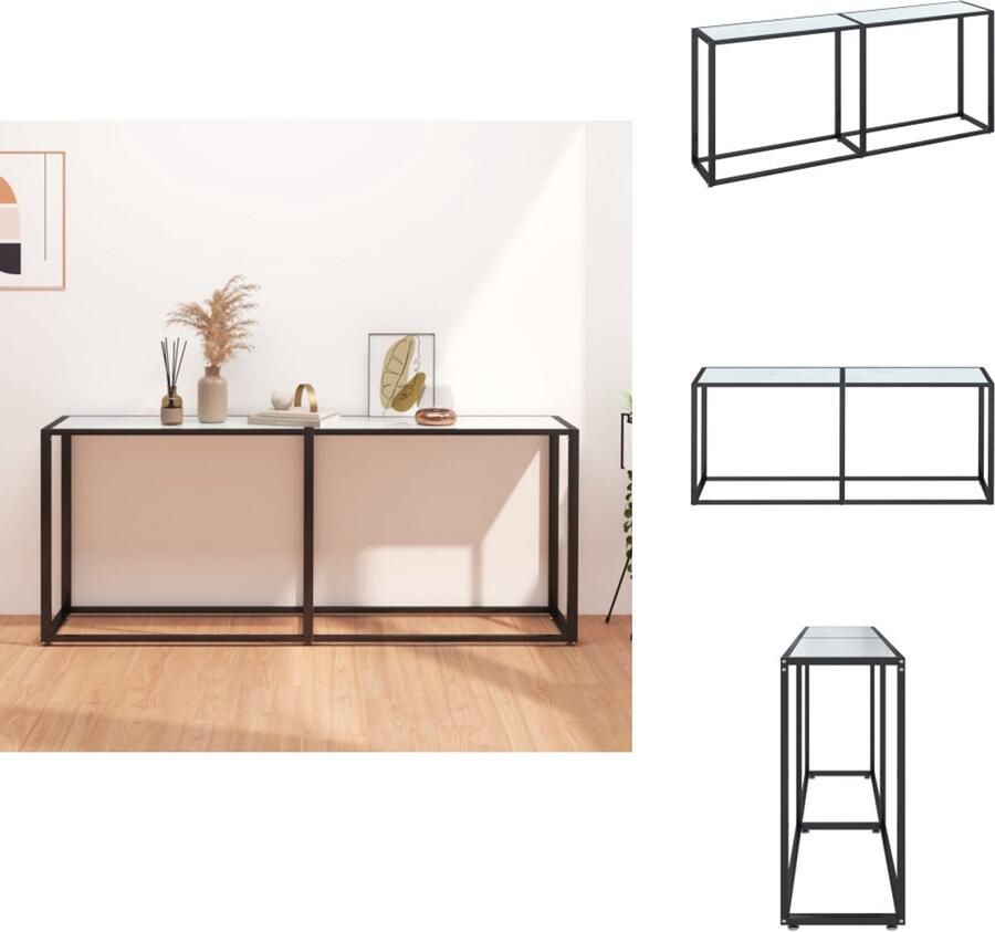 VidaXL Wandtafel Wandtafels Tafel Bijzettafel Wandtafel 180x35x75 5 cm gehard glas witmarmerkleurig
