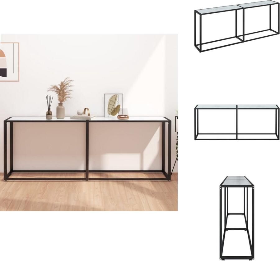 VidaXL Wandtafel Wandtafels Tafel Bijzettafel Wandtafel 200x35x75 5 cm gehard glas witmarmerkleurig