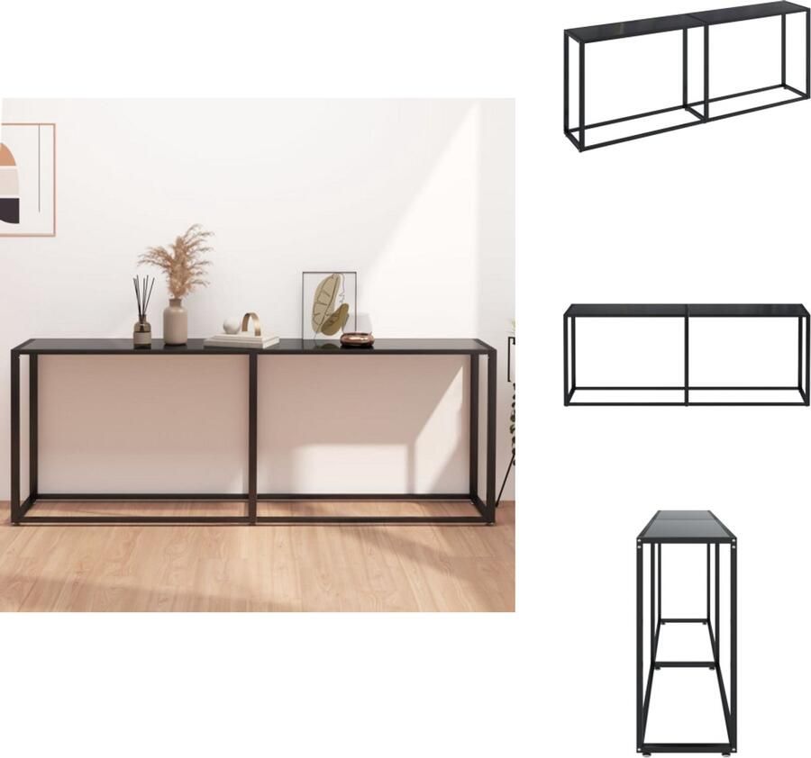 VidaXL Wandtafel Wandtafels Tafel Bijzettafel Wandtafel 200x35x75 5 cm gehard glas zwart