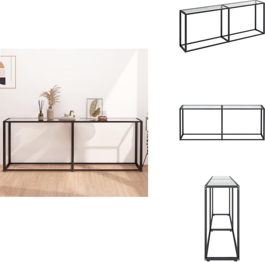 VidaXL Wandtafel Wandtafels Tafel Bijzettafel Wandtafel 200x35x75.5 cm gehard glas transparant