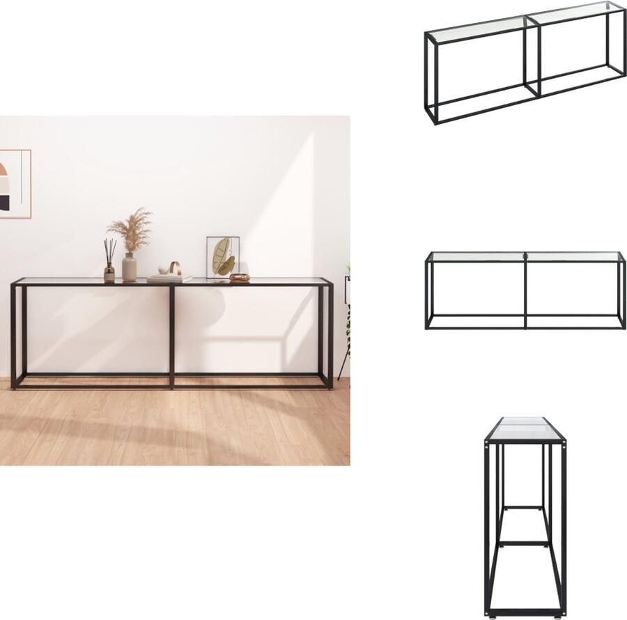 VidaXL Wandtafel Wandtafels Tafel Bijzettafel Wandtafel 220x35x75 5 cm gehard glas transparant