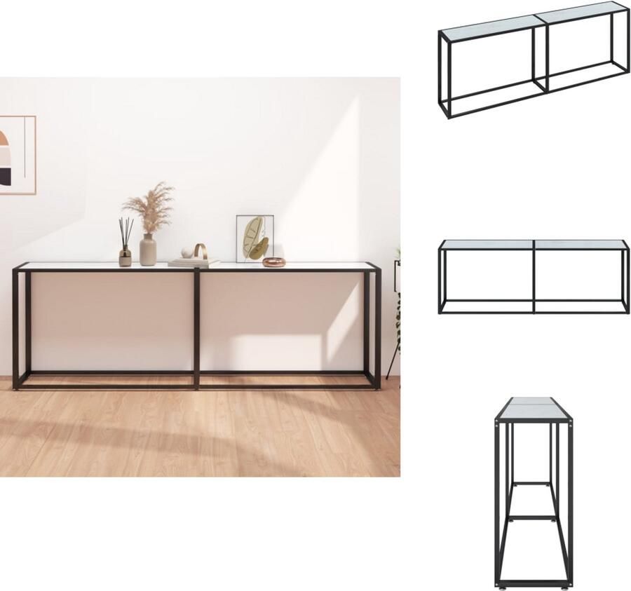 VidaXL Wandtafel Wandtafels Tafel Bijzettafel Wandtafel 220x35x75.5 cm gehard glas witmarmerkleurig
