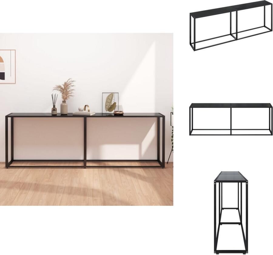 VidaXL Wandtafel Wandtafels Tafel Bijzettafel Wandtafel 220x35x75 5 cm gehard glas zwart