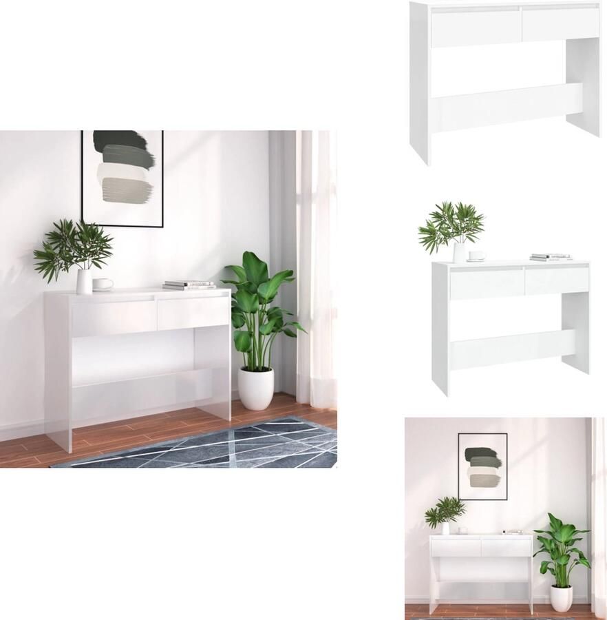 VidaXL Wandtafel Wandtafels Tafel Consoletafel Wandtafel 100x35x76 5 bewerkt hout wit - Foto 2