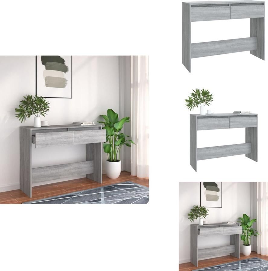 VidaXL Wandtafel Wandtafels Tafel Consoletafel Wandtafel 100x35x76 5 cm bewerkt hout grijs sonoma eikenkleurig - Foto 2
