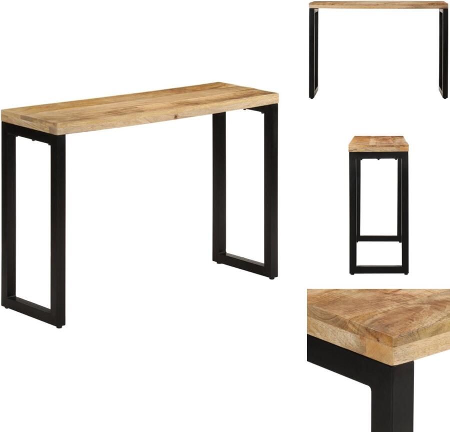 The Living Store Wandtafel Scandinavisch Bruin 110x35x76 cm (BxDxH) Massief mangohout Metalen poten Wandtafel Scandinavisch Design Mangohout Bijzettafel Salontafel