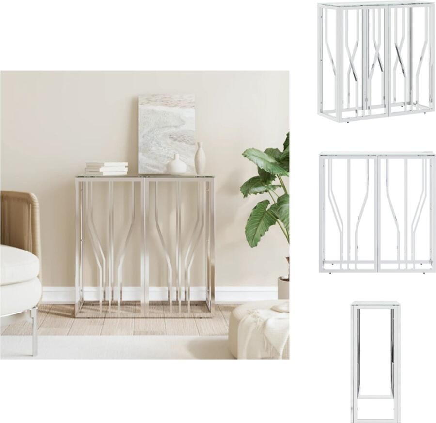 VidaXL Wandtafel Wandtafels Tafel Haltafel Wandtafel 70x30x70 cm roestvrij staal en glas