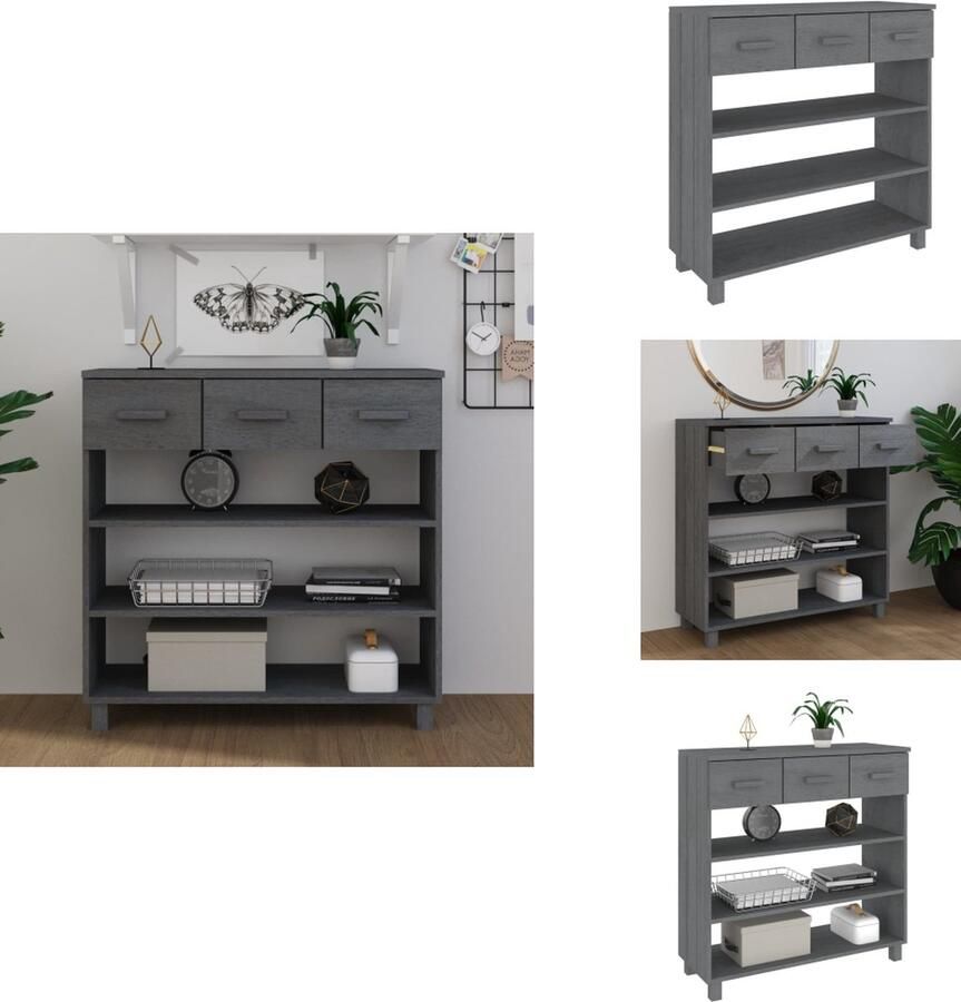 VidaXL Wandtafel Wandtafels Tafel Haltafel Wandtafel HAMAR 90x35x90 cm massief grenenhout donkergrijs