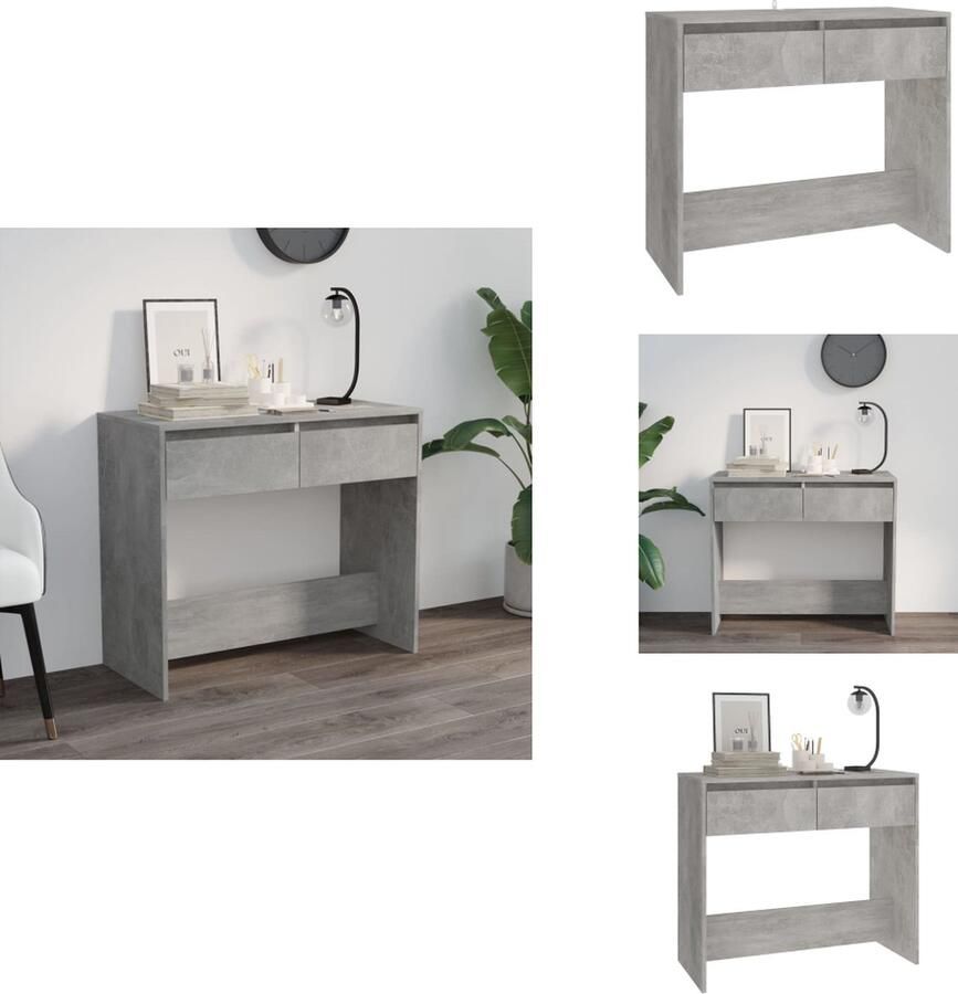 VidaXL Wandtafel Wandtafels Tafel Spiegeltafel Wandtafel 89x41x76 5 cm bewerkt hout betongrijs