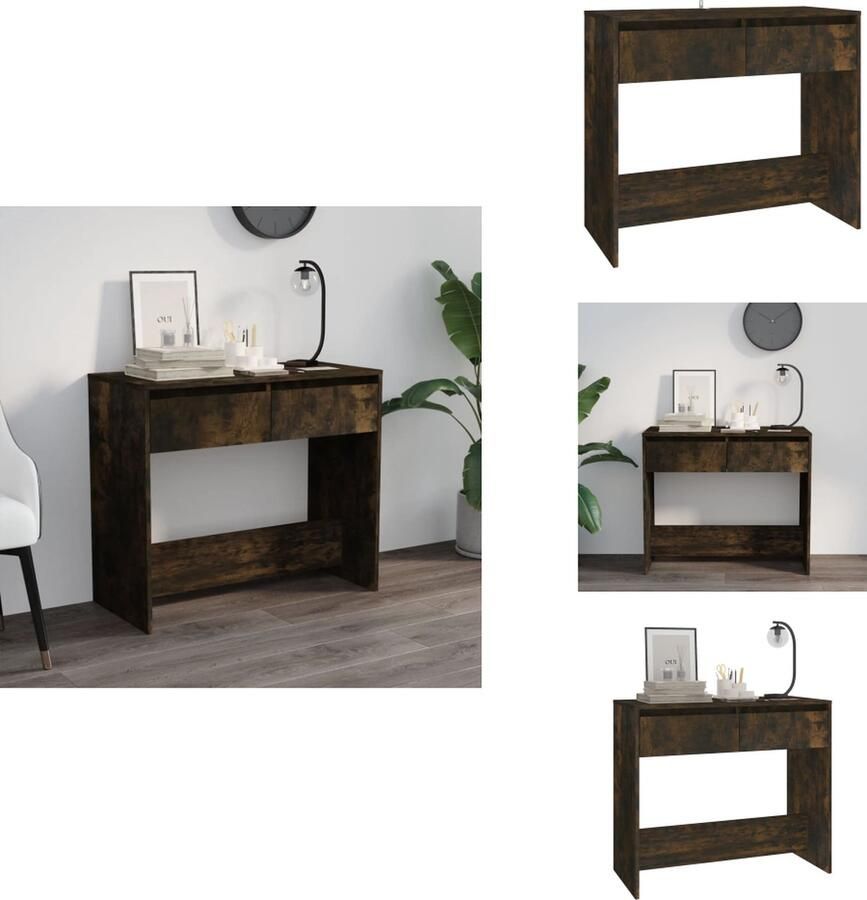 VidaXL Wandtafel Wandtafels Tafel Spiegeltafel Wandtafel 89x41x76 5 cm bewerkt hout gerookt eikenkleurig