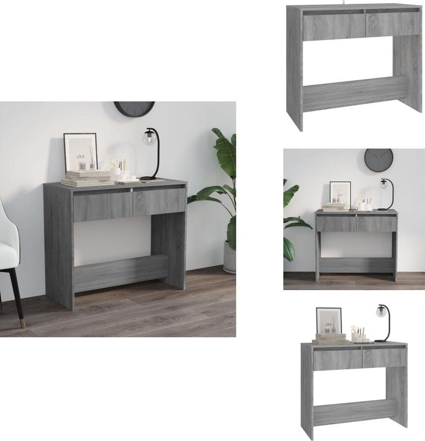 VidaXL Wandtafel Wandtafels Tafel Spiegeltafel Wandtafel 89x41x76 5 cm bewerkt hout grijs sonoma eikenkleurig